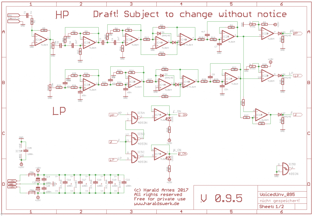 NGF Vocoder Project: Voiced/unvoiced detection. Schematic draft
