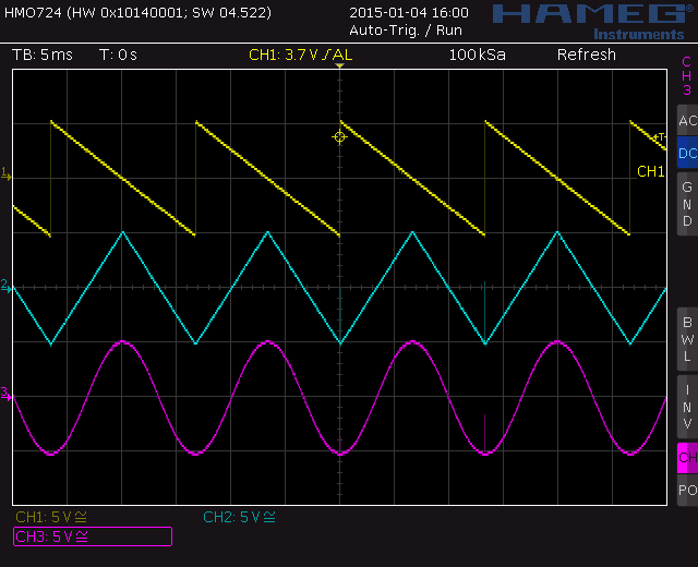 NGF Project: Waveshaper output saw, triangle and sine