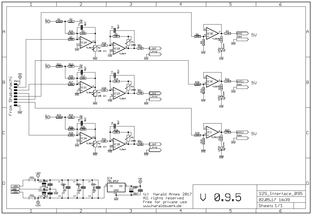 Shakuhachi 2 Synth Project: E-Shak Interface schematic
