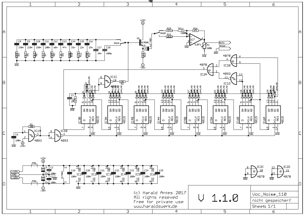 NGF Vocoder: Pink and white noise source schematic 