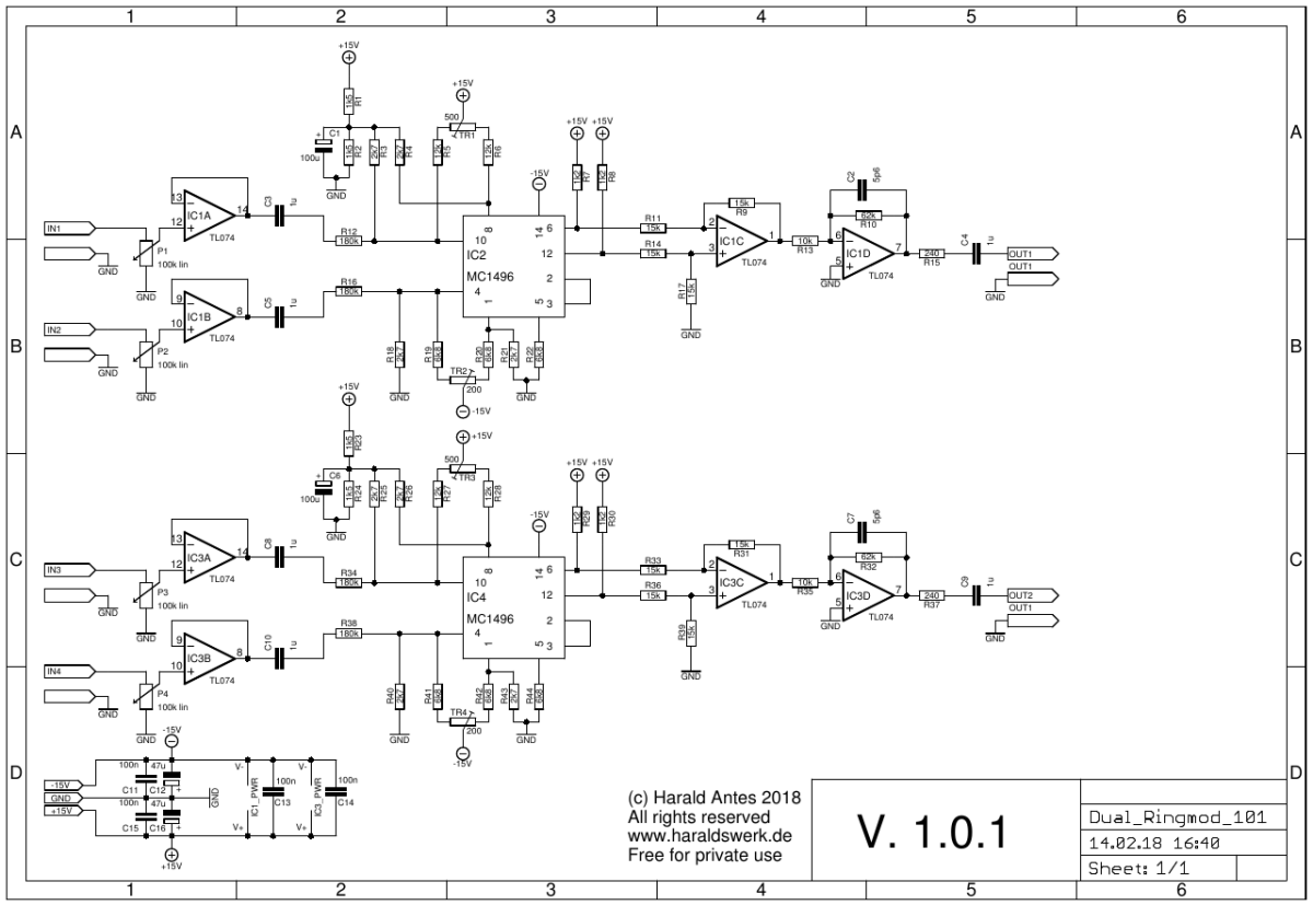 NGF Project: Dual Ringmodulator schematic