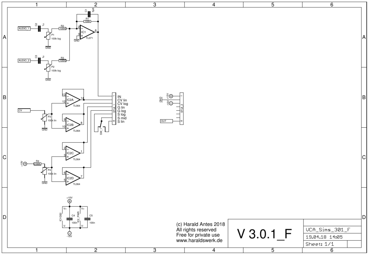 VCA Sims schematic front PCB