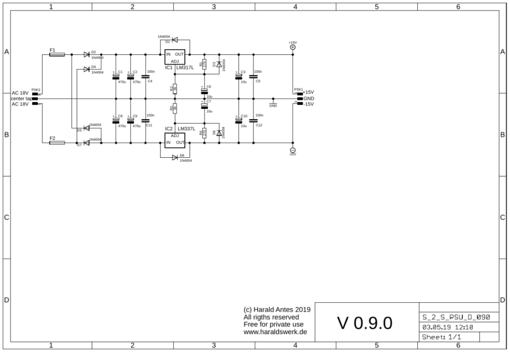 Dual voltage PSU with 3 pole external AC input schematic
