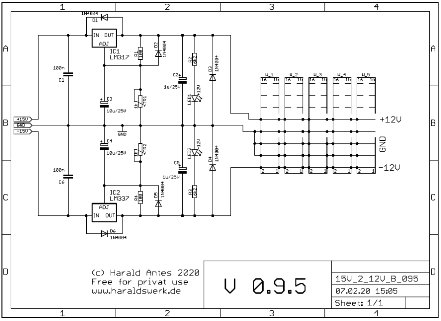 15V to 12V adaptor schematic