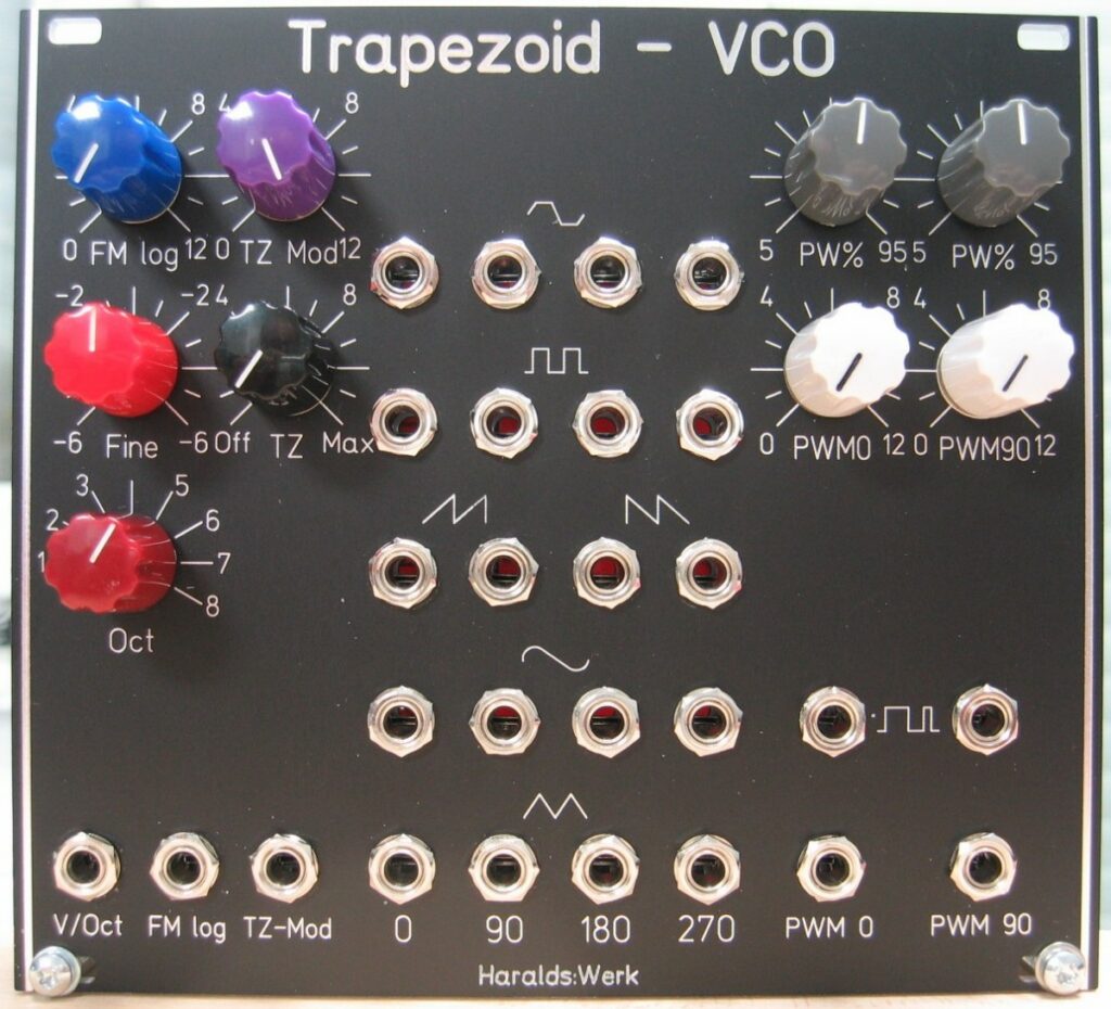 Trapezoid quadrature through zero VCO with waveshapers: Front