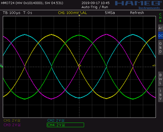 Trapezoid quadrature through zero VCO with waveshapers: Screenshot sine wave out
