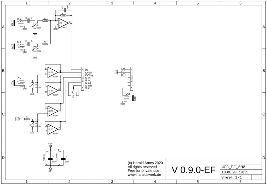 Sims style VCA: Schematic control PCB