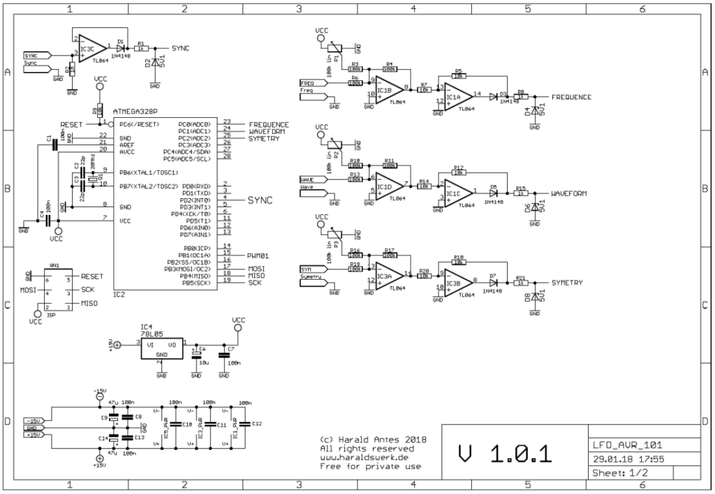Voltage controlled AVR LFO: schematic 01