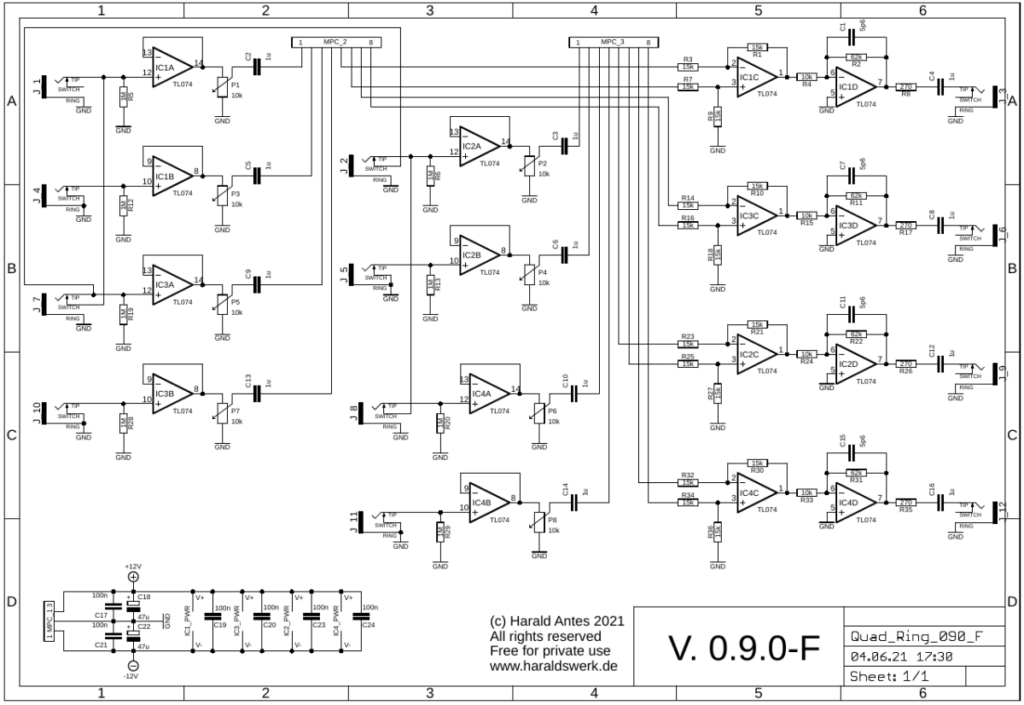 Quad Ringmodulator: Schematic control board