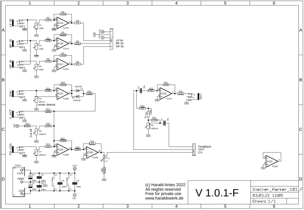 Steiner Parker VCF: Schematic control board
